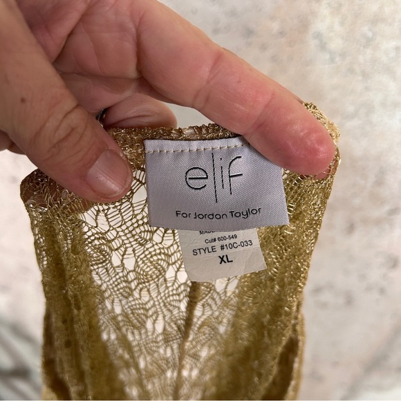 Elif for Jordan Taylor gold sheer nylon knit elastic waist cover up pants xl - Picture 6 of 7
